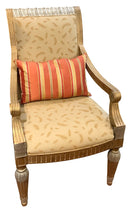 Upholstered Arm Chair with Carved Gilt Frame