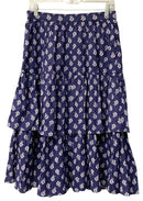 J CREW Navy/White Floral Tiered Elastic Waist Skirt