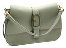 FURLA Grey Leather Flow Top Handle Trapezoid Bag
