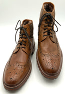JOHNSTON & MURPHY Caramel Perf Leather Shearling Lined Lace up Boots 11