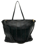 VALENTINO GARAVANI Black Nappa Leather Gold Studded Tote