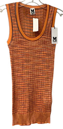 MISSONI Orange/Brown Stripe Scoop Neck S/L Top