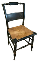 Pair of Vintage Black Rush Seat Hitchock Style Side Chairs