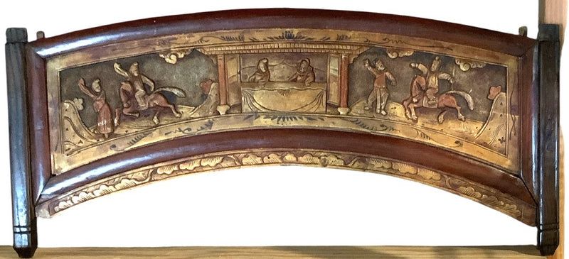 Vintage Carved Wood Asian Pediment