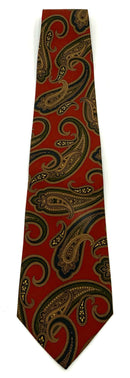 BURBERRY Vintage Red Navy Green Brown Paisley Silk Tie