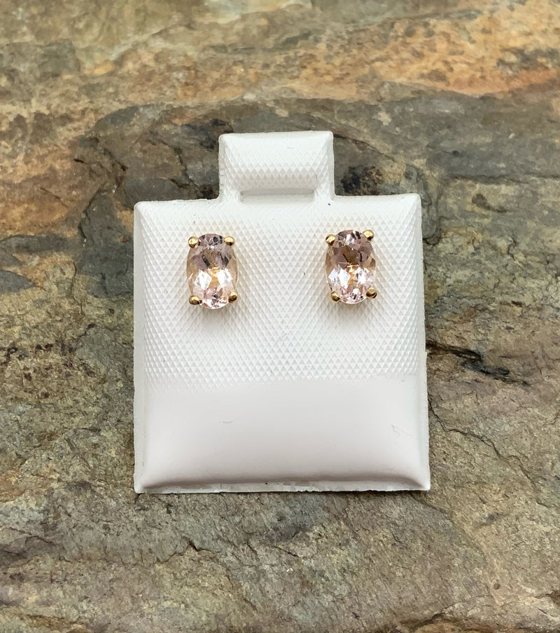 14kt Gold & Pink Topaz Stud Earrings
