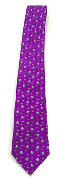 THOMAS PINK Purple Flying Pigs Motif Silk Tie