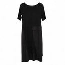 XENIA Black Knit Cotton Contrast Pocket Asym Hem Anka Dress