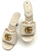 GUCCI Cream Matelasse Leather Marmont Mule Sandals 36
