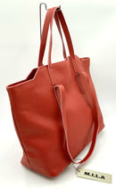 M.I.L.A Red Pebbled Lea Top Handle Tote