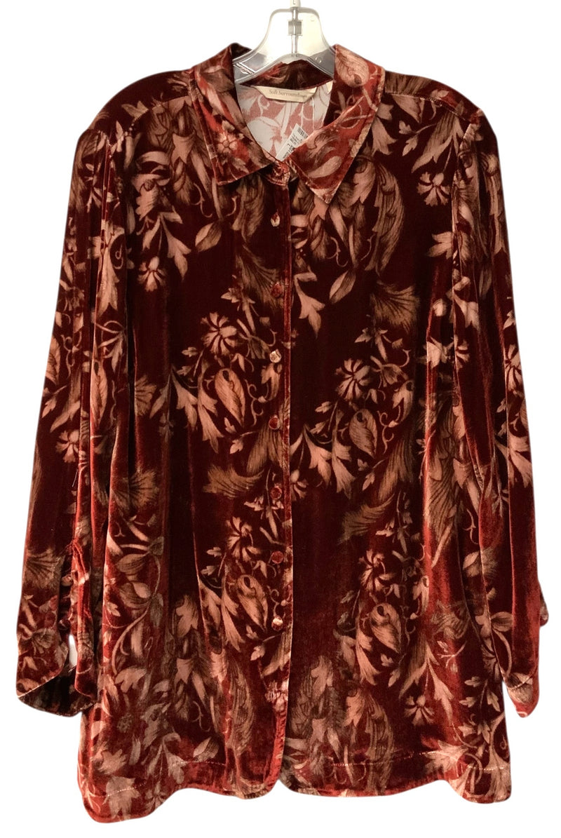 SOFT SURR. Brick Floral L/S B/D Velvet Top