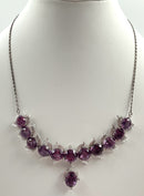 Sterling, Silvertone Metal, Amethyst & CZ Necklace