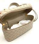 BOTTEGA VENETA Beige Intrecciato Leather Top Handle Crossbody Bag