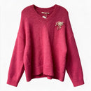 ESQUALO Hot Pink V-Neck w/Faux Pearl Broach L/S Sweater