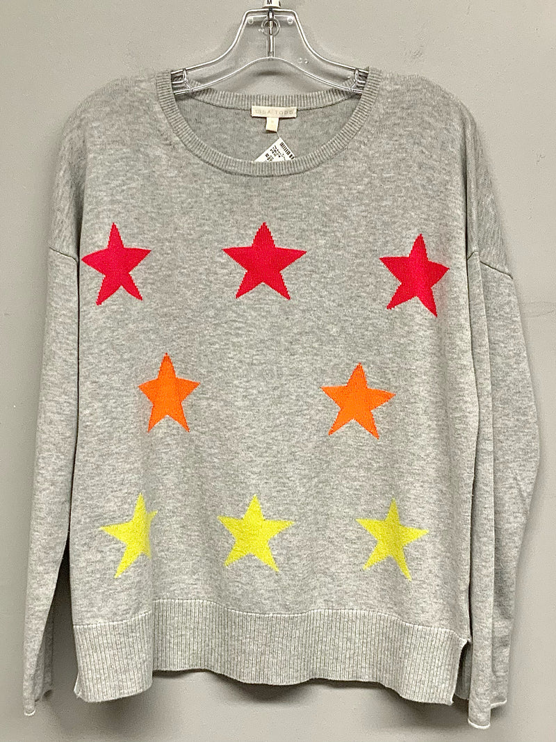 LISA TODD Grey Neon Star Print Sweater