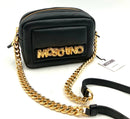 MOSCHINO Couture Black Leather Gold Balloon Letters Chain Strap Camera Bag