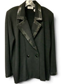 ST JOHN Black w/Embell Trim Double Breasted Knit Jacket