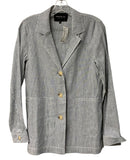 LAFAYETTE 148 Navy/White Stripe 3 Button Linen Blend Jacket