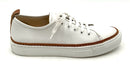 LAFAYETTE 148 White Leather Brown Trim Low Top Sneakers 37