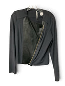 IRIS SETLAKWE Grey/Black Leather Asym Zip L/S Jacket