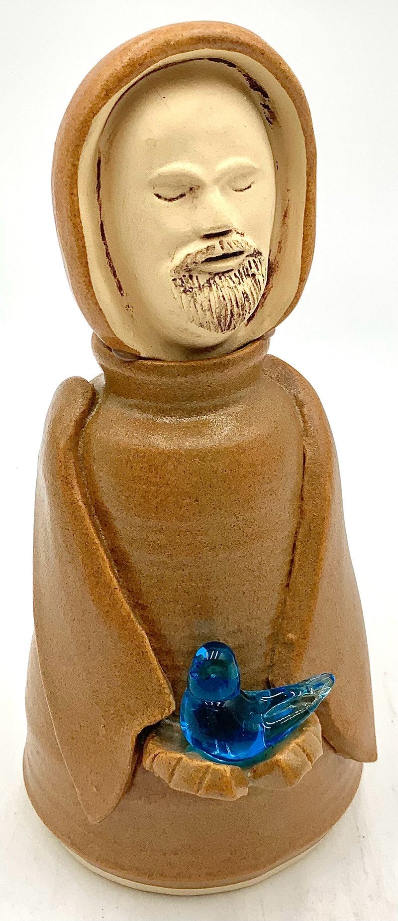 St. Francis Pottery Statue with Bluebird