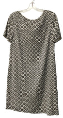 ST JOHN Black Ivory Floral Silk S/S Sheath Dress