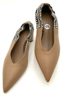 ANTOLINA Tan Leather Black Tan Cream Knit Back Pumps 37.5