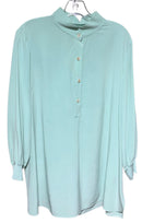 LAFAYETTE 148 Mint Band Collar L/S B/D Silk Top