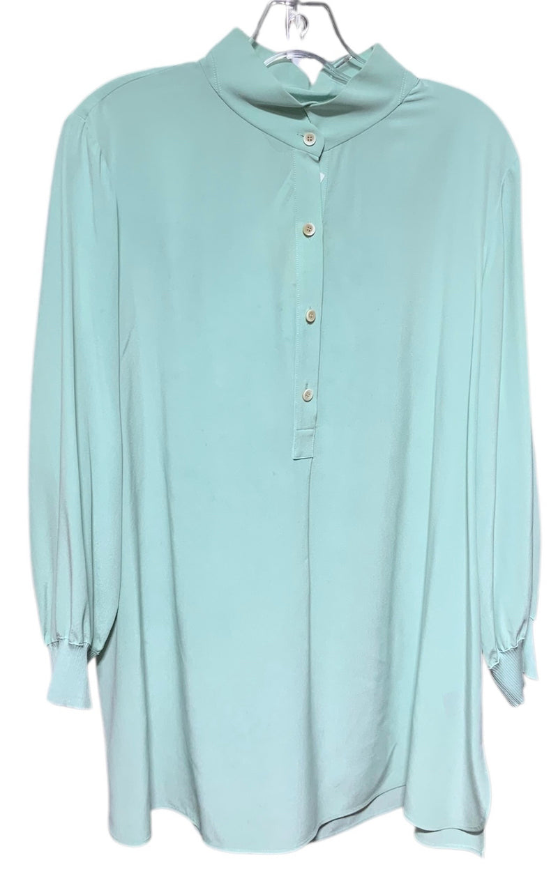 LAFAYETTE 148 Mint Band Collar L/S B/D Silk Top