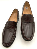 BRIONI Chocolate Leather Penny Loafers 9