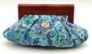 LILLY PULITZER Blue Pink Green House Print Anniversary Bermuda Clutch