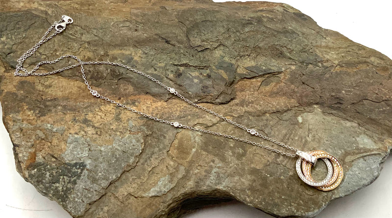 18kt Yellow/White/Rose Gold & Diamond Necklace