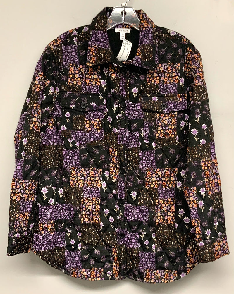 TRIBAL Black Purple Orange Floral Quilted L/S B/D Jacket