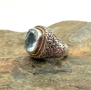 Sterling & Blue Topaz Ring w/14kt Gold Accents