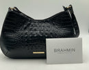 BRAHMIN Black Croc Emboss Leather "Cayson" Shoulder Bag