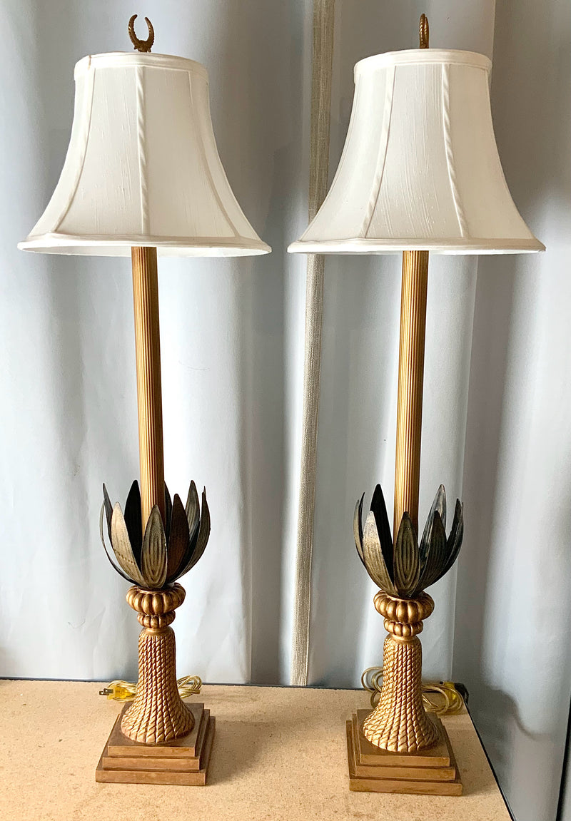 Pair of Gold Tassel Buffet Lamps