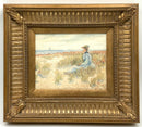 Impressionist Oil on Canvas of Woman in Field