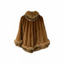 DAMSELLE Dyed Whisky Sheared Mink Racoon Trim Cape