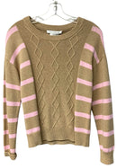 STITCH & NEEDLE Almond/Lt Pink Stripe L/S Sweater