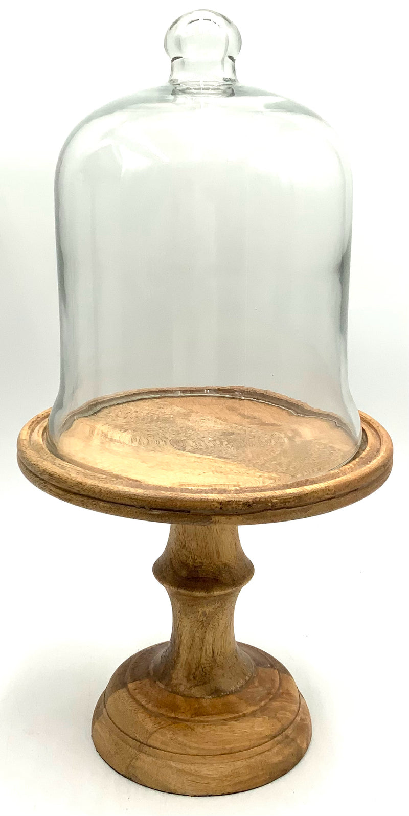 Wood Pedestal with Glass Cloche