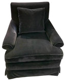Skirted Club Chair with Midnight Chenille Upholstery