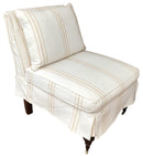 Slipper Chair with Striped Linen Slipcover