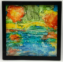 Autumn Pond Original Painting in Black Frame