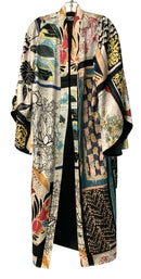 ZARA Black Tan Multi Floral Kimono
