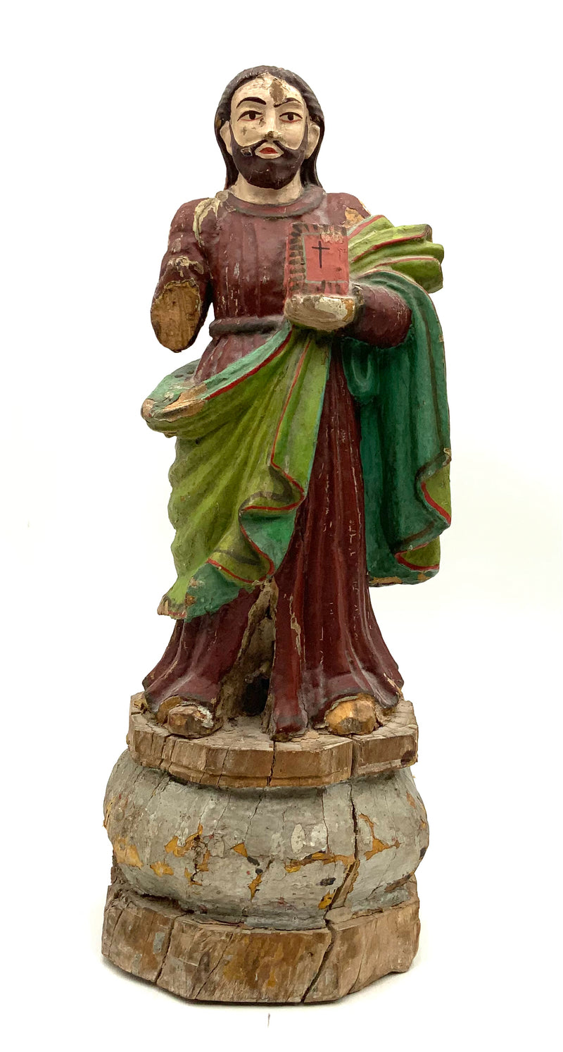 Antique Carved Wood Religious Statue