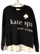 KATE SPADE  Black Signature Logo w/White Ruffle Hem L/S Sweatshirt