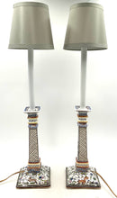 Pair of Portugese Pottery Candlestick Lamps