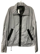 BURBERRY Silver Black Trim Poly Full Zip Packable Jacket