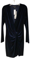 BLACK HALO Midnight Navy Velvet Twist Front L/S Dress