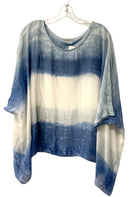 BACI Blue w/White/Blue/Grey Silk Overlay Top
